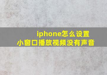 iphone怎么设置小窗口播放视频没有声音