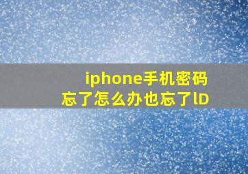 iphone手机密码忘了怎么办也忘了lD