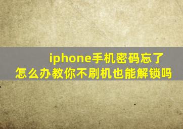 iphone手机密码忘了怎么办教你不刷机也能解锁吗