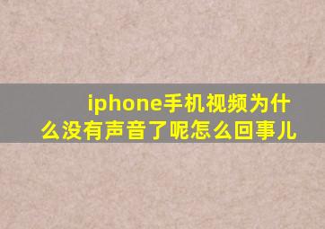 iphone手机视频为什么没有声音了呢怎么回事儿