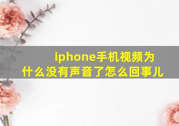 iphone手机视频为什么没有声音了怎么回事儿