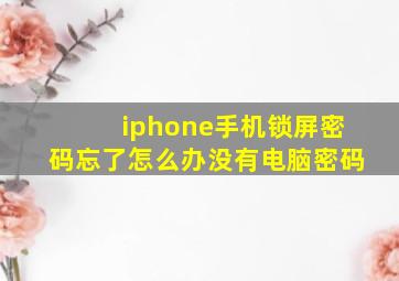 iphone手机锁屏密码忘了怎么办没有电脑密码