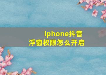 iphone抖音浮窗权限怎么开启