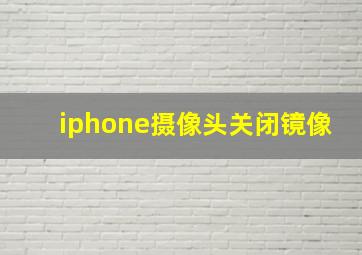 iphone摄像头关闭镜像