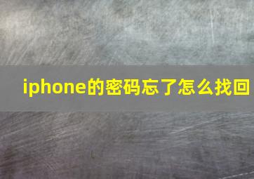 iphone的密码忘了怎么找回