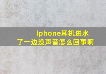 iphone耳机进水了一边没声音怎么回事啊