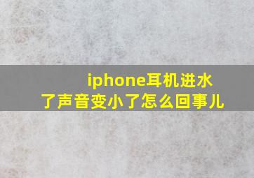 iphone耳机进水了声音变小了怎么回事儿