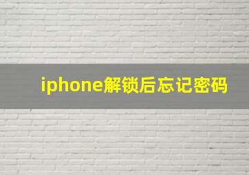 iphone解锁后忘记密码