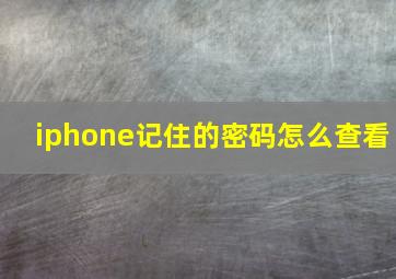 iphone记住的密码怎么查看