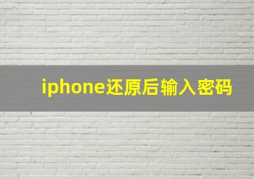 iphone还原后输入密码