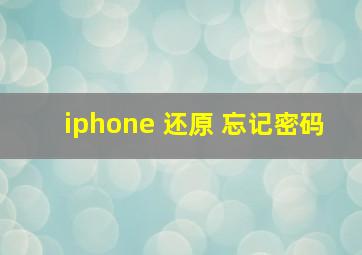 iphone 还原 忘记密码