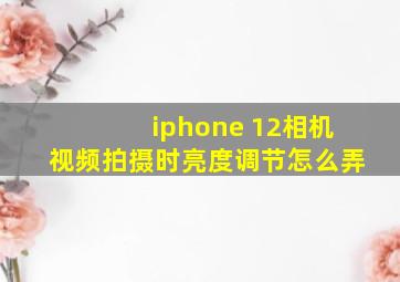 iphone 12相机视频拍摄时亮度调节怎么弄