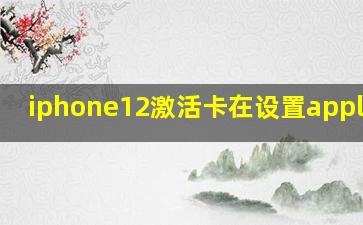 iphone12激活卡在设置apple id