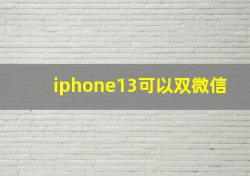 iphone13可以双微信