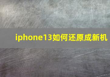 iphone13如何还原成新机