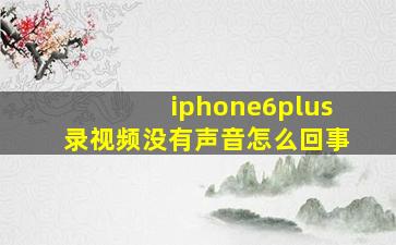 iphone6plus录视频没有声音怎么回事