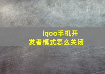 iqoo手机开发者模式怎么关闭