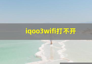 iqoo3wifi打不开