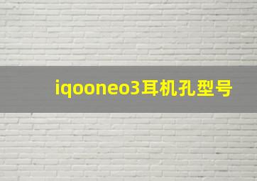 iqooneo3耳机孔型号