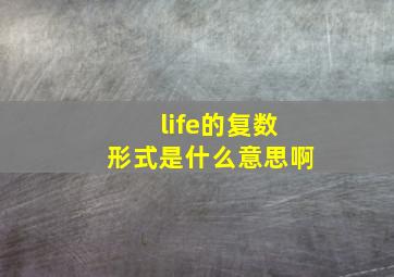 life的复数形式是什么意思啊