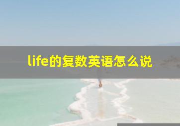 life的复数英语怎么说