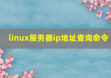 linux服务器ip地址查询命令