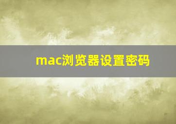 mac浏览器设置密码