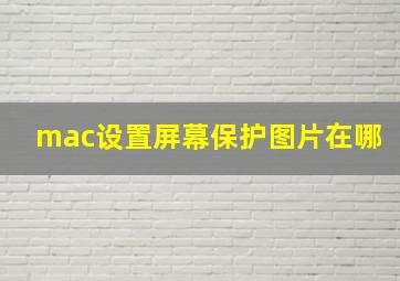 mac设置屏幕保护图片在哪