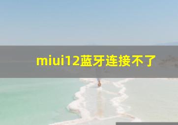 miui12蓝牙连接不了