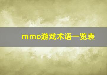 mmo游戏术语一览表