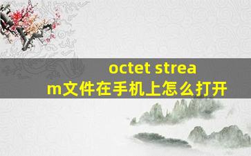 octet stream文件在手机上怎么打开