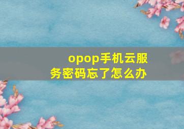 opop手机云服务密码忘了怎么办