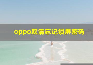 oppo双清忘记锁屏密码