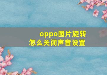 oppo图片旋转怎么关闭声音设置