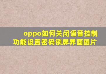 oppo如何关闭语音控制功能设置密码锁屏界面图片