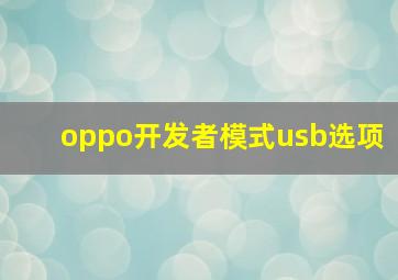 oppo开发者模式usb选项