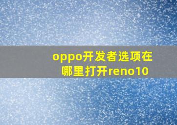 oppo开发者选项在哪里打开reno10