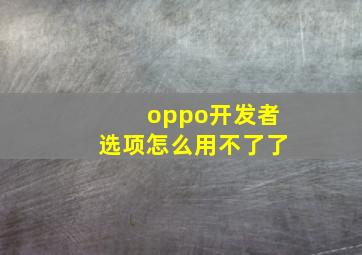 oppo开发者选项怎么用不了了