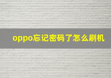 oppo忘记密码了怎么刷机