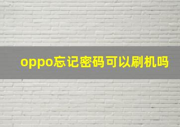 oppo忘记密码可以刷机吗