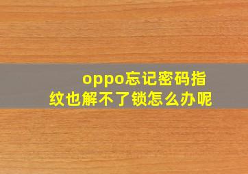 oppo忘记密码指纹也解不了锁怎么办呢