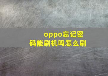 oppo忘记密码能刷机吗怎么刷