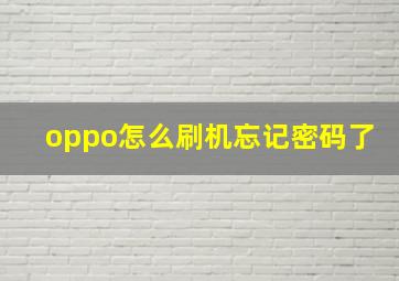 oppo怎么刷机忘记密码了