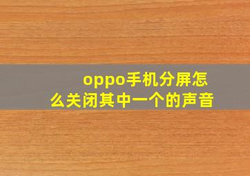 oppo手机分屏怎么关闭其中一个的声音