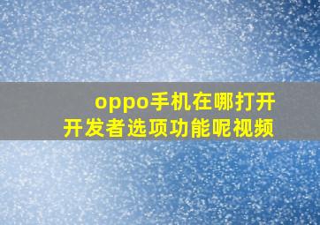 oppo手机在哪打开开发者选项功能呢视频