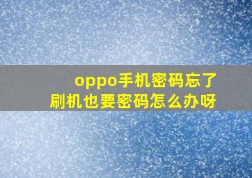 oppo手机密码忘了刷机也要密码怎么办呀