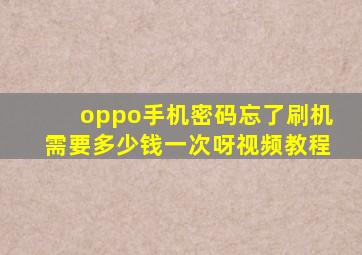 oppo手机密码忘了刷机需要多少钱一次呀视频教程