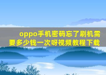 oppo手机密码忘了刷机需要多少钱一次呀视频教程下载