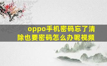 oppo手机密码忘了清除也要密码怎么办呢视频