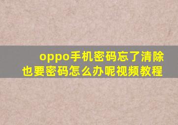 oppo手机密码忘了清除也要密码怎么办呢视频教程